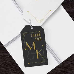 Black and Gold Thank You 1920s Wedding Gift Tags