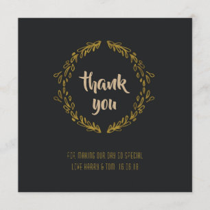 Black And Gold Thank You Card