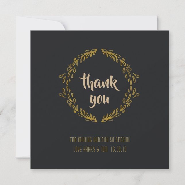 Black And Gold Thank You Card (Front)
