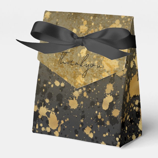 Black and Gold Thank You Favour Box (Front Side)
