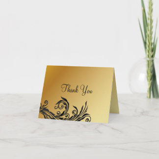 Black and Gold Thank You Note Card