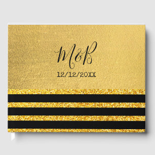 Black  and Gold theme Wedding Guest Book