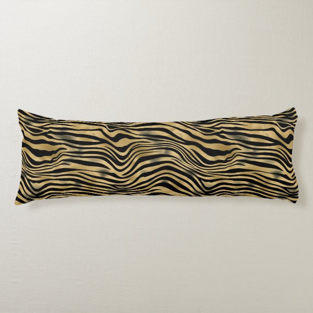 Black and Gold Tiger Stripes Body Cushion (Front)