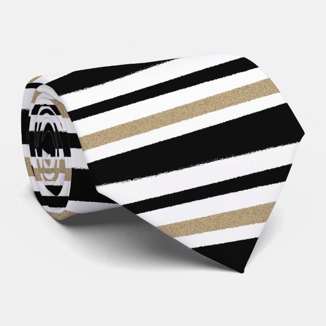 Black and Gold Torn Paper Strip Tie (Rolled)