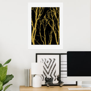 Black and gold trees  foil prints