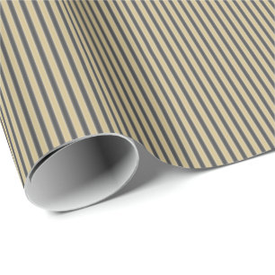 Black and Gold Trendy Christmas Stripes Wrapping Paper