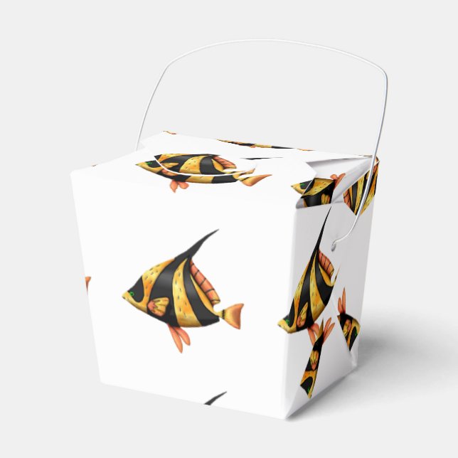 Black and gold tropical angle fish favour box (Front Side)