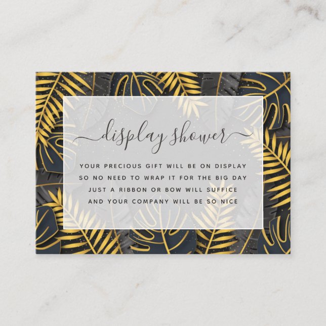 Black and Gold Tropical Bridal Shower Enclosure Card (Front)