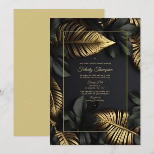 Black and Gold Tropical Bridal Shower Invitation