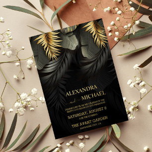 Black and Gold Tropical Destination Wedding Foil I