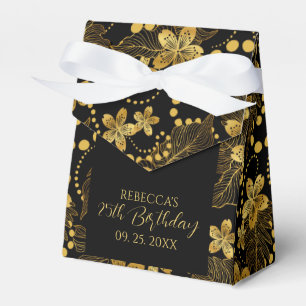 Black and gold Tropical leaves & flowers pattern Favour Box
