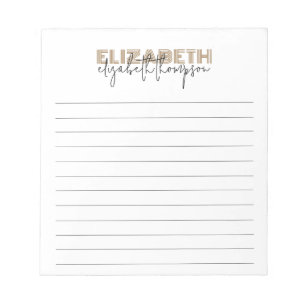 Black and Gold Typeface Name Lined Notepad