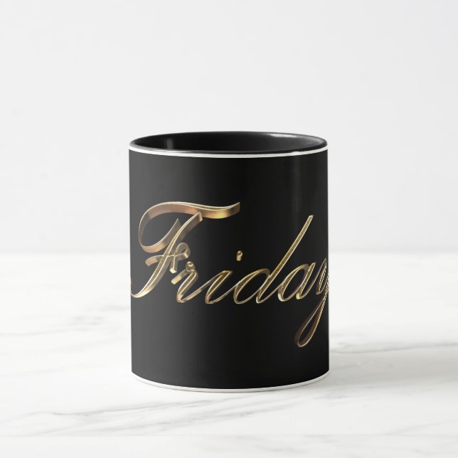 Black and Gold Typography Day of The Week Friday Mug (Center)