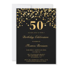 Black And Gold Typography Fifty 50th Birthday