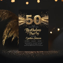 Black And Gold Typography Fifty 50th Birthday
