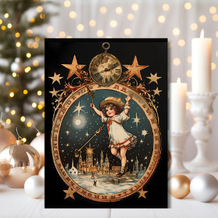 Black And Gold Vintage Custom New Year Holiday Card