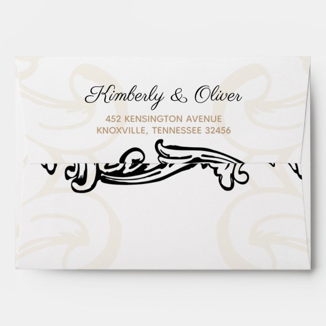 black and gold Vintage Wedding Envelope (Back (Top Flap))