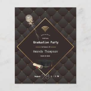 Black and Gold Virtual Graduation Party Invitation Flyer