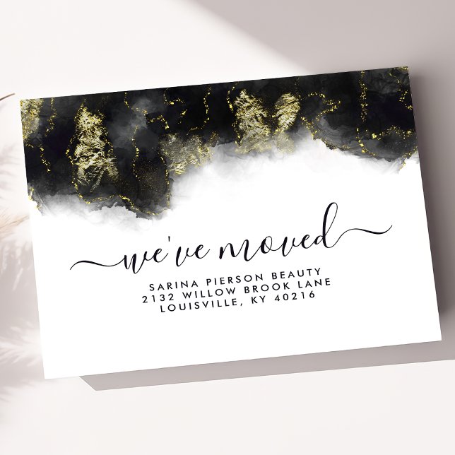 Black And Gold Watercolor Ink Moving Announcement (Creator Uploaded)
