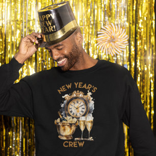 Black and Gold Watercolor New Years Crew Sweatshirt