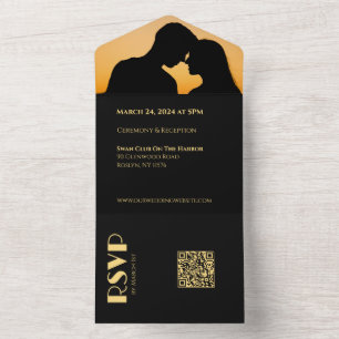 Black and Gold-We Do-Wedding Rings- All In One Invitation