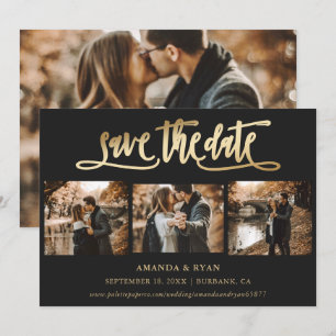 Black and Gold Wedding 4 Photo Save The Date