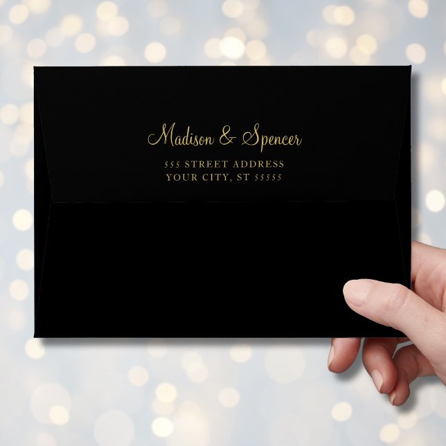 Black and Gold Wedding 5x7 Envelope (Creator Uploaded)