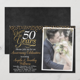 Black and Gold Wedding Anniversary Invitation