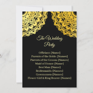Black and Gold Wedding Ceremony Program Card
