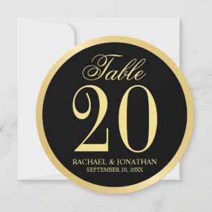 Black and Gold Wedding Circle Table Number Card