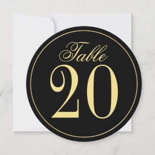 Black and Gold Wedding Circle Table Number Card