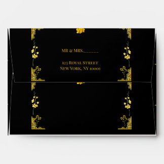 Black and Gold Wedding Envelope Template 