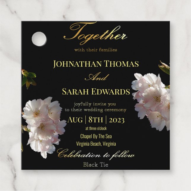 Black And Gold Wedding Favour Tags (Front)