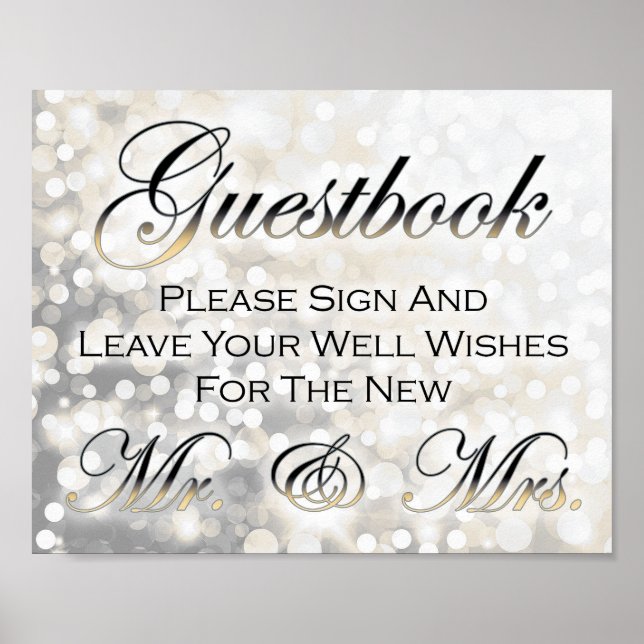 Black and Gold Wedding Guestbook Sign (Front)