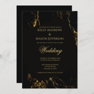 Black and Gold Wedding Invitation