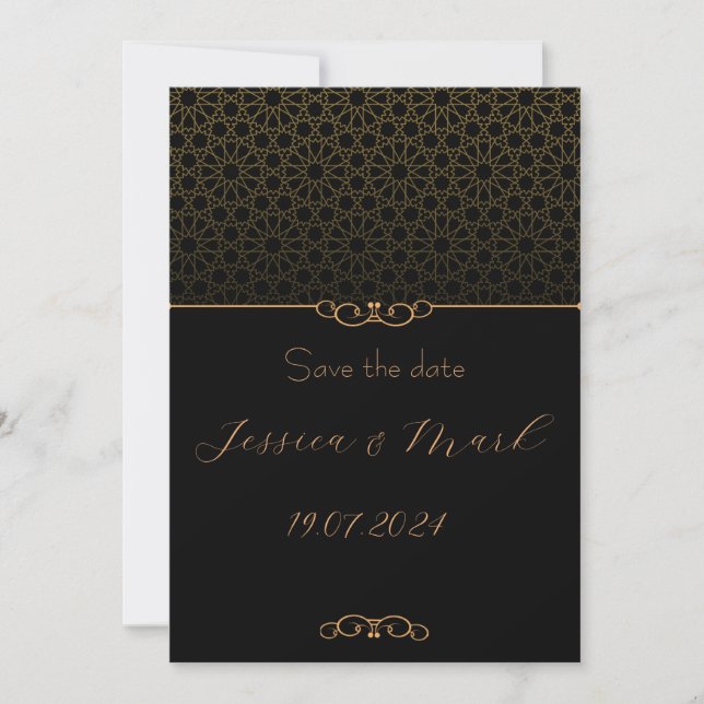 Black and gold Wedding Invitation (Front)