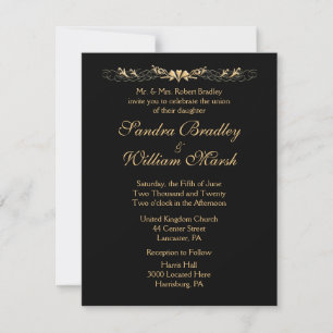 Black and Gold Wedding Invitation