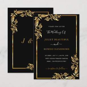 Black and Gold Wedding Invitation Design Your Own