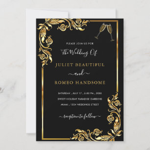 Black and Gold Wedding Invitation Design Your Own
