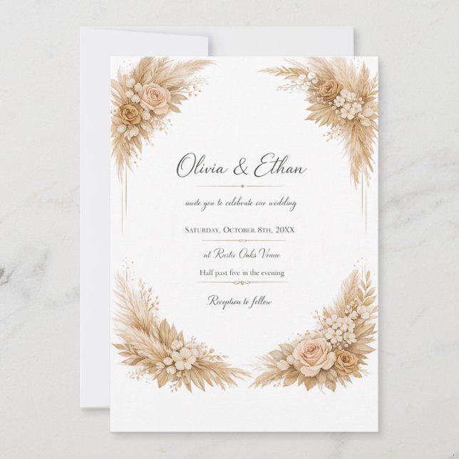 Black and Gold Wedding Invitation Template | Luxur (Front)