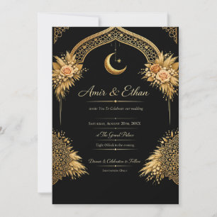 Black and Gold Wedding Invitation Template   Luxur