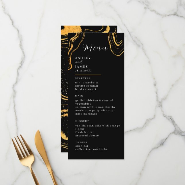 Black and Gold Wedding Menu (Front/Back In Situ)