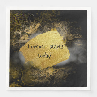 Black and gold wedding napkin