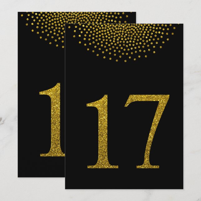 Black and Gold Wedding Party table numbers (Front/Back)