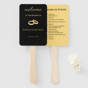 Black and Gold-Wedding Program- Hand Fan