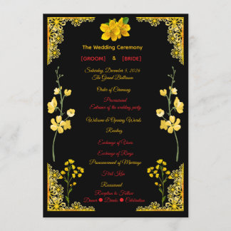 Black and Gold Wedding Program Programme