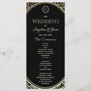 Black and Gold Wedding Program Programme