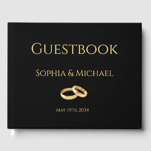 Black and Gold-Wedding Rings- Guest Book