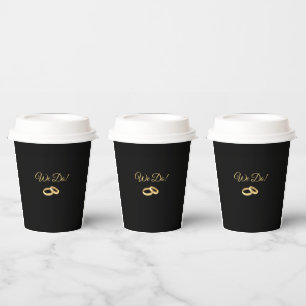 Black and Gold-Wedding Rings- Paper Cups