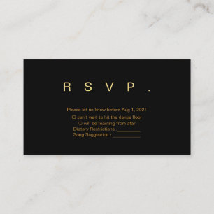 Black and Gold Wedding RSVP Card